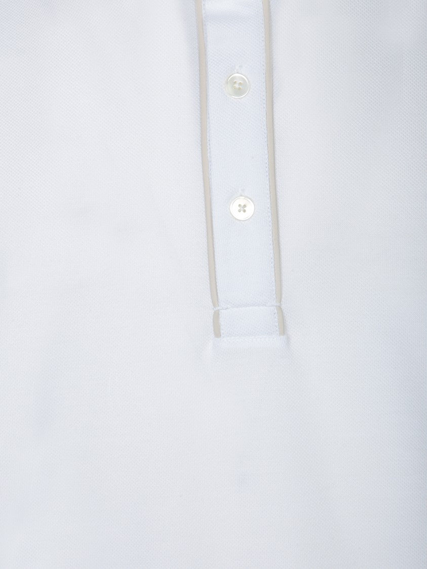 Zegna Short-Sleeve Polo Shirt With Leather Accents