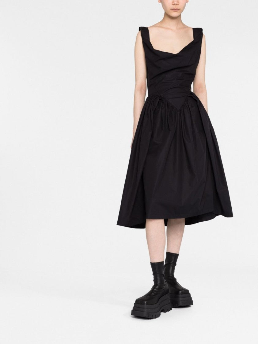 Vivienne Westwood Corset-Style Black Cowl Neck Midi Dress