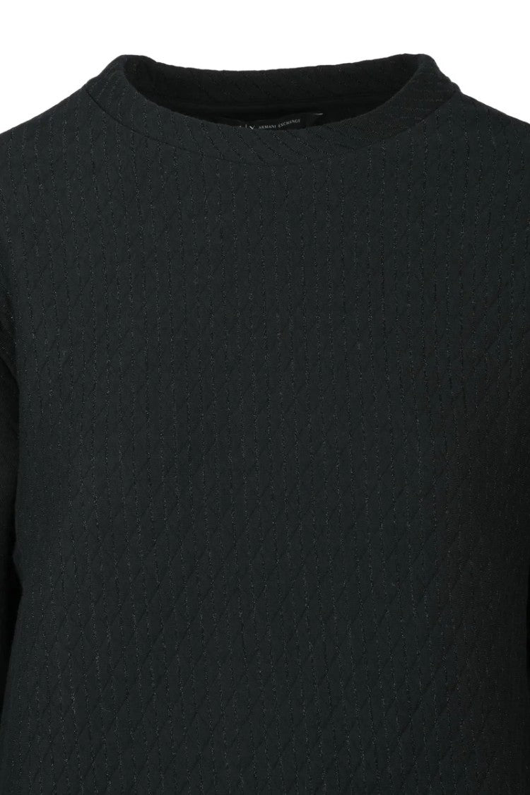 Armani Exchange Black Cropped Cotton-Blend Sweatshirt