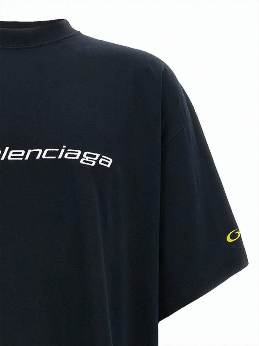 Balenciaga Boxy-Fit Black Cotton T-Shirt With Bold Logo Print