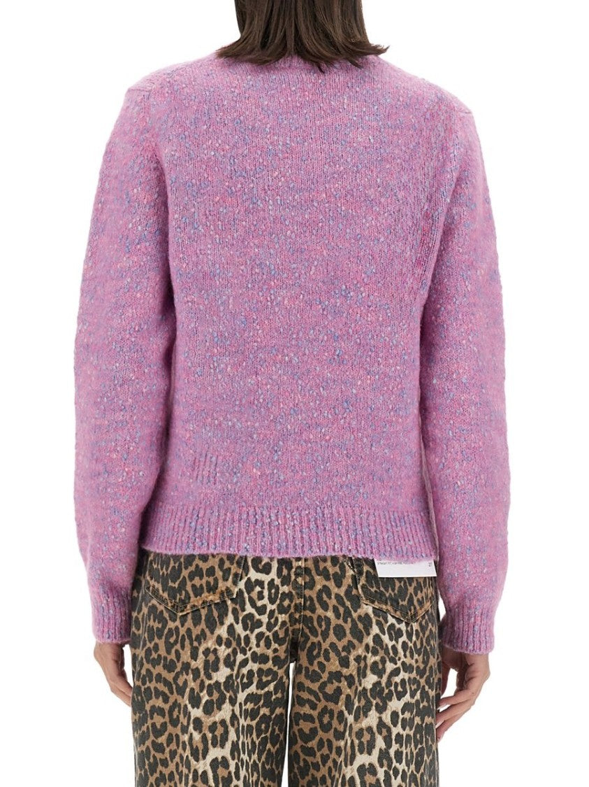 Ganni Knitted Sweater With Crew Neckline And Ribbed Cuffs