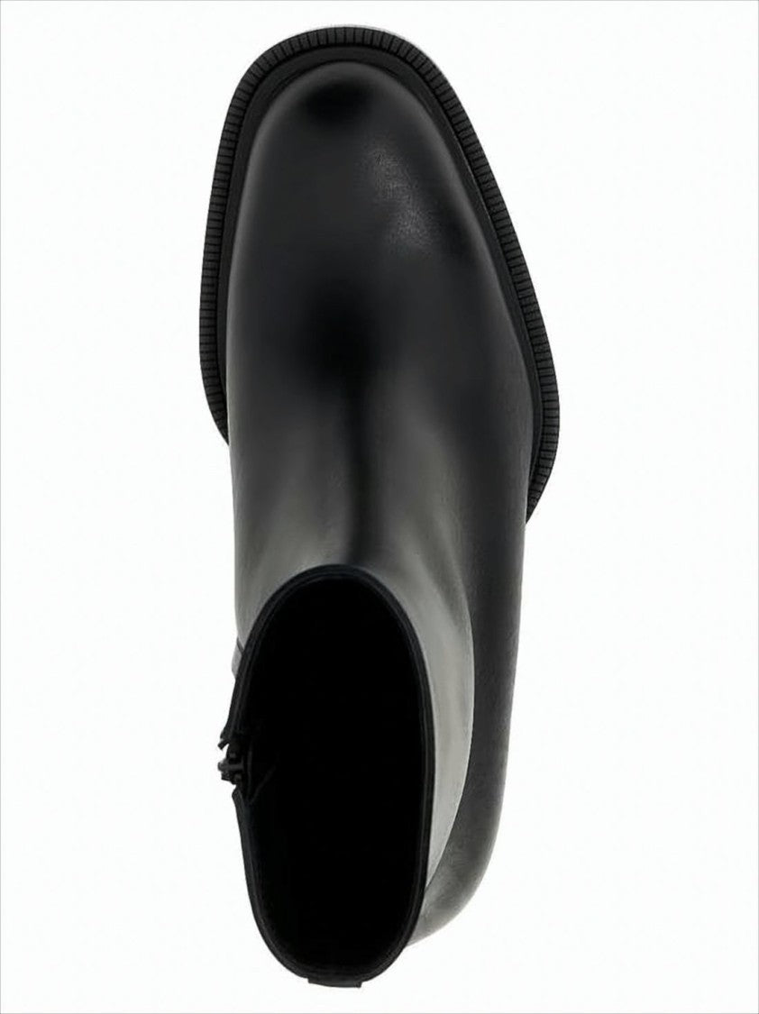 Alexander Mcqueen Black Ankle Boots With Elevated Block Heel