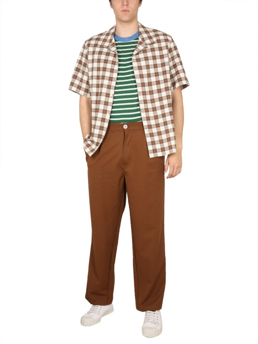 Howlin Short-Sleeved Checkered Bowling Neck Shirt