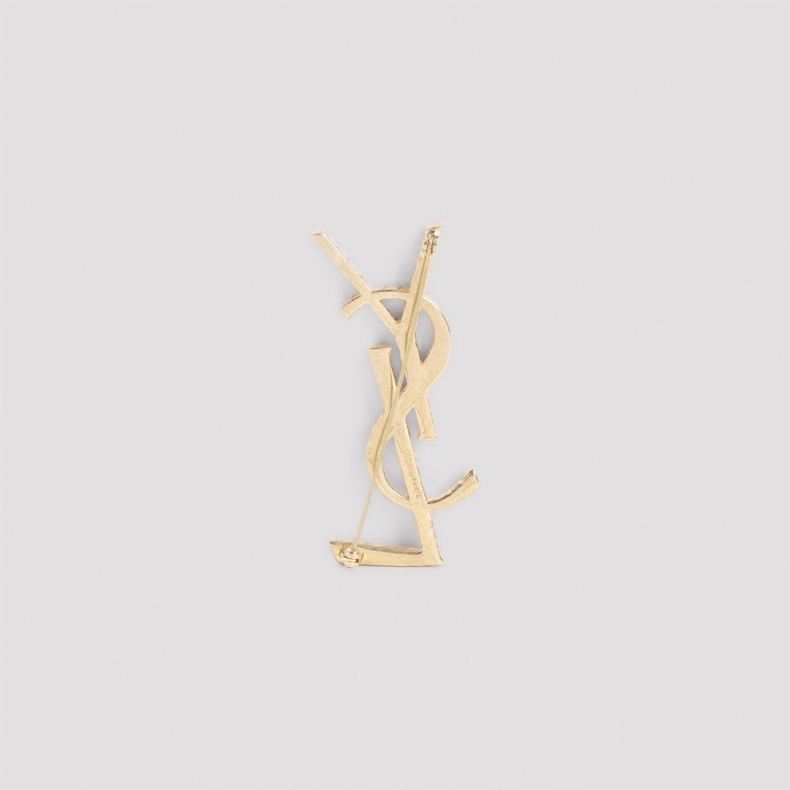 Saint Laurent Intertwined Brass Brooch With Twisted Texture