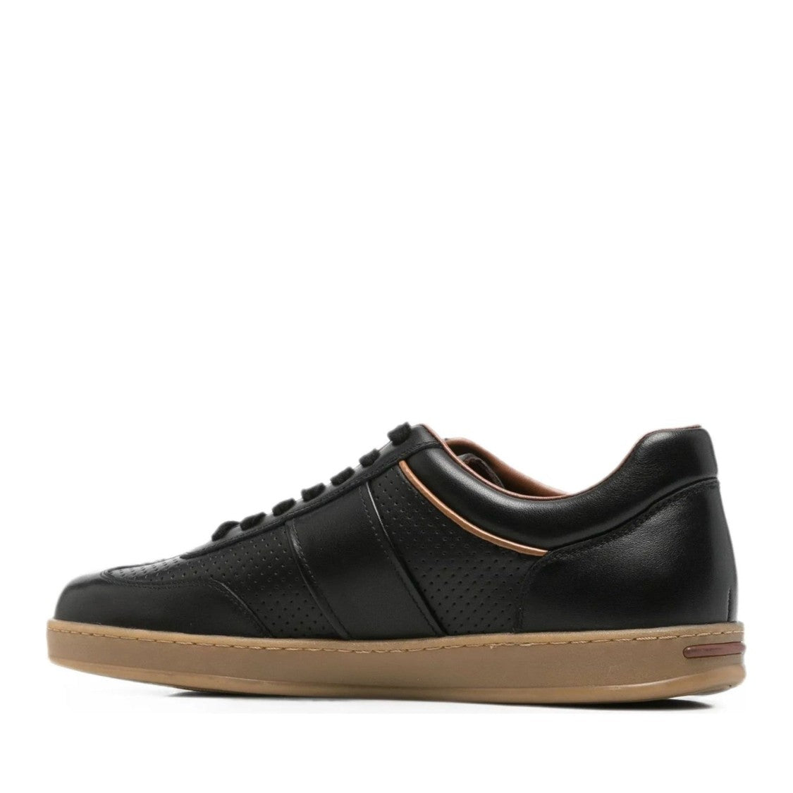Alberto Gozzi Black Perforated Detailing Suede Sneakers