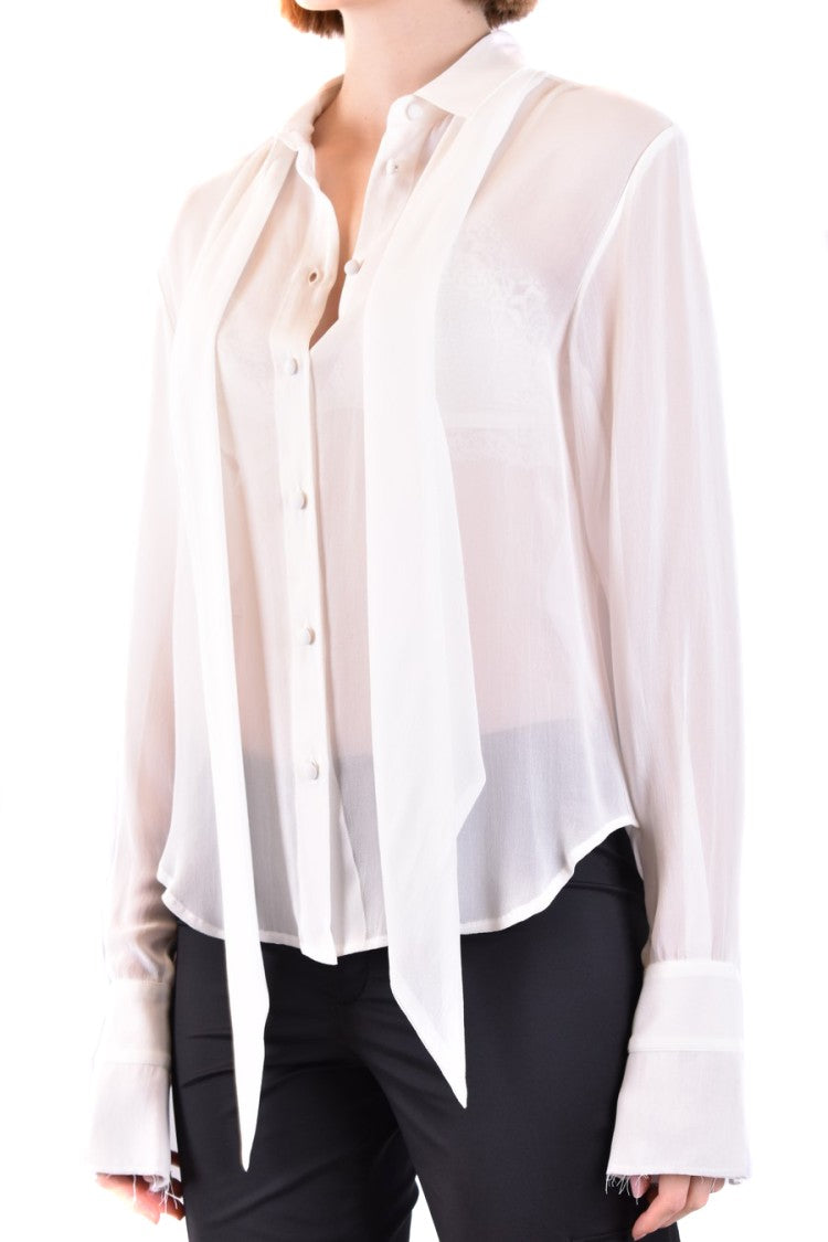 Philosophy Di Lorenzo Serafini Sheer White Shirt Collar Draped Scarf