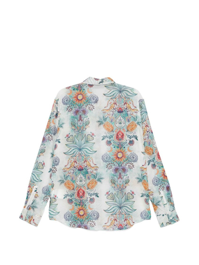 Just Cavalli Long-Sleeved Floral Animal Printed Shirt
