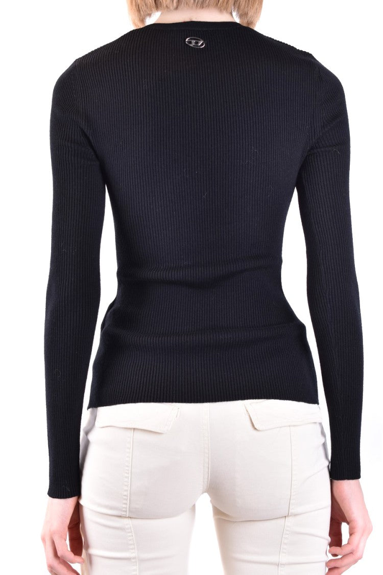 Diesel Ribbed Cut-Out Sweater With Wool Blend And Iconic Design