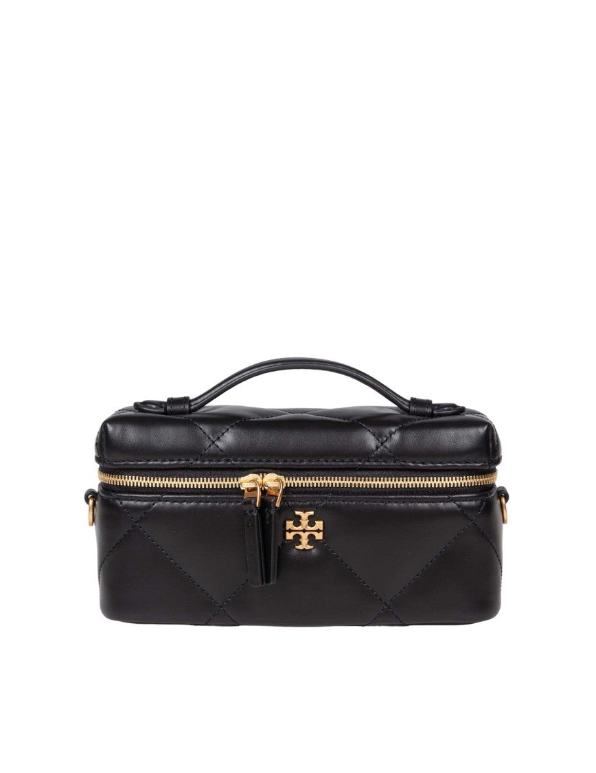 Tory Burch Kira Diamond Quilted Leather Jewelry Case, Black