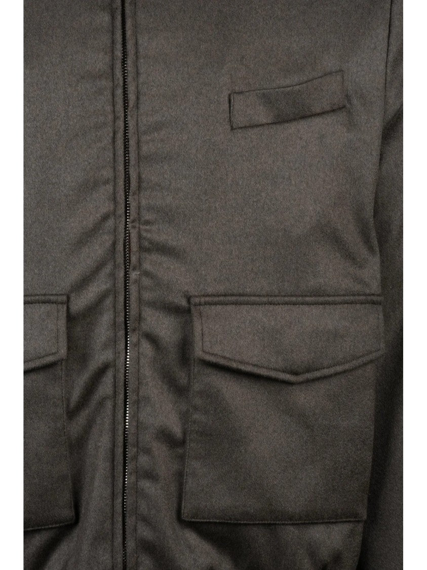 Luigi Borrelli Napoli Brown Cashmere Aviator Jacket