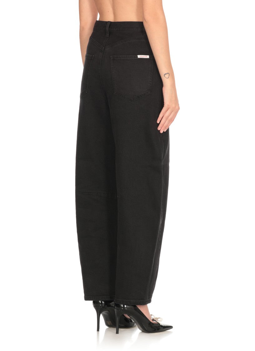 Self-Portrait High-Waisted Relaxed Fit Black Jeans