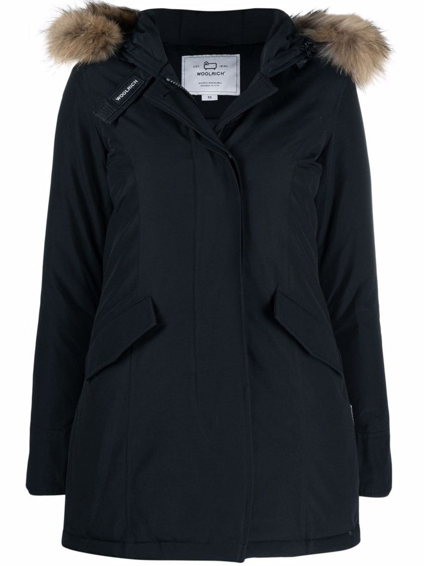 Woolrich Arctic Raccoon Fur-Trim Cotton-Blend Parka - Black