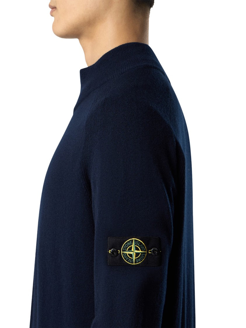 Stone Island Navy Blue Zip-Up Sweater