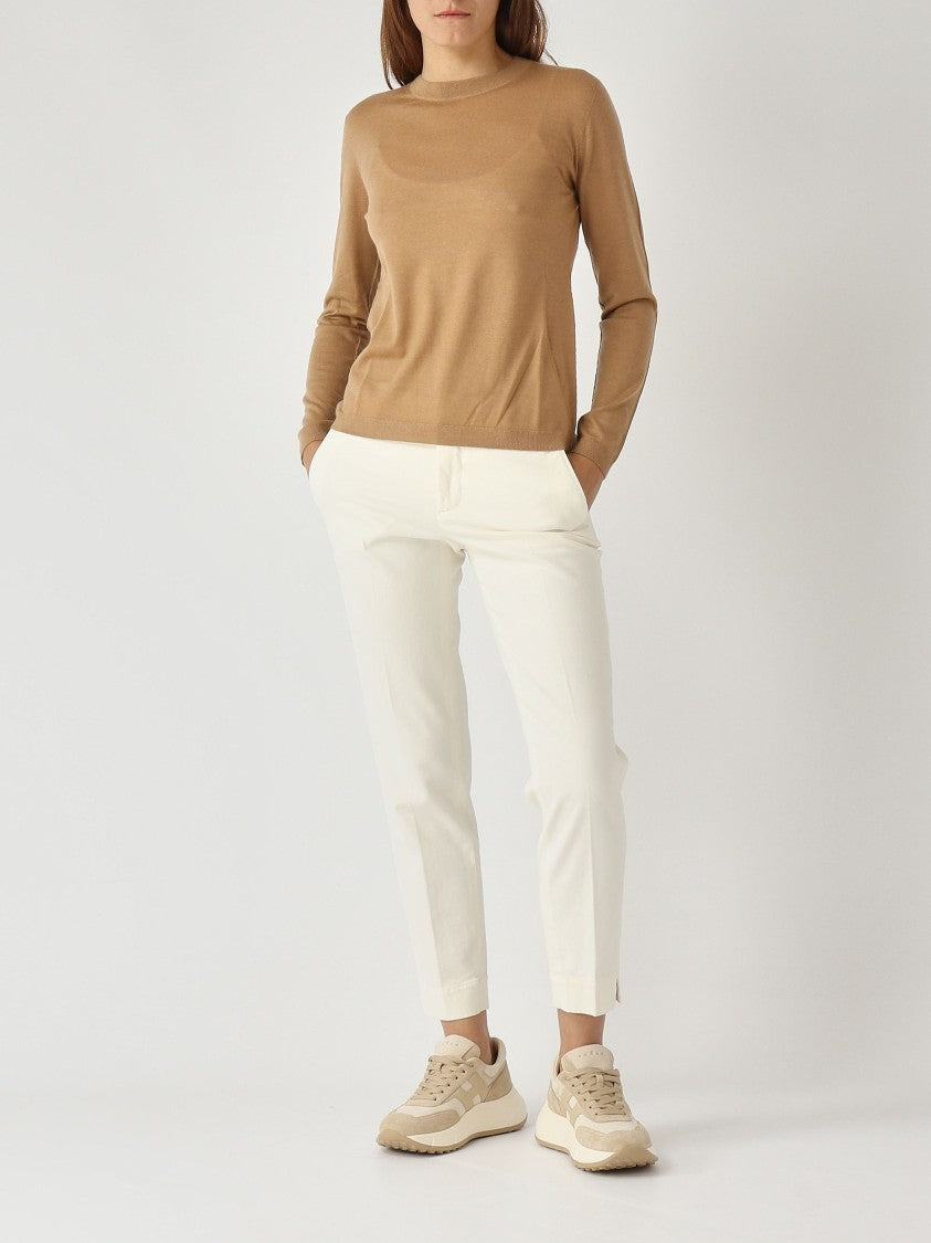 Max Mara Malesia Fine-Knit Sweater In Camel Brown