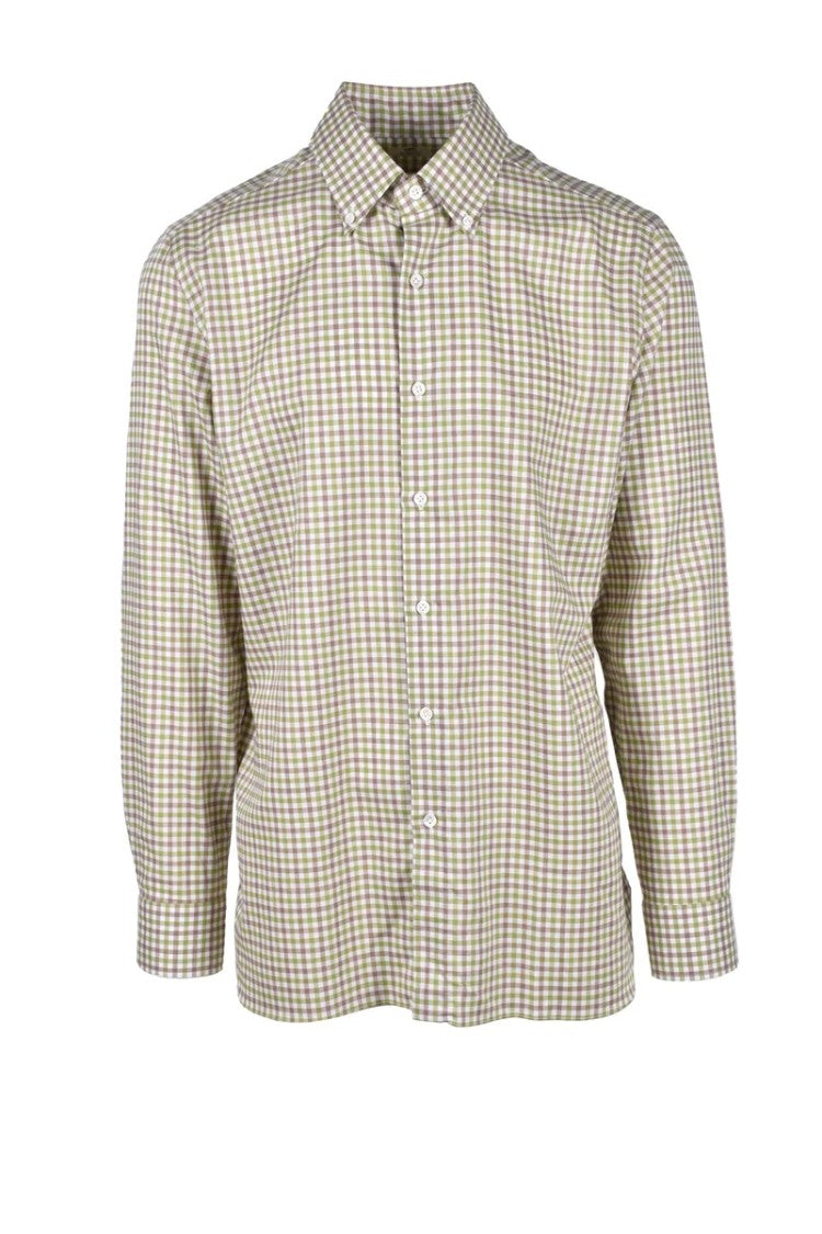 Luigi Borrelli Napoli Checkered Button-Down Shirt With Structured Collar