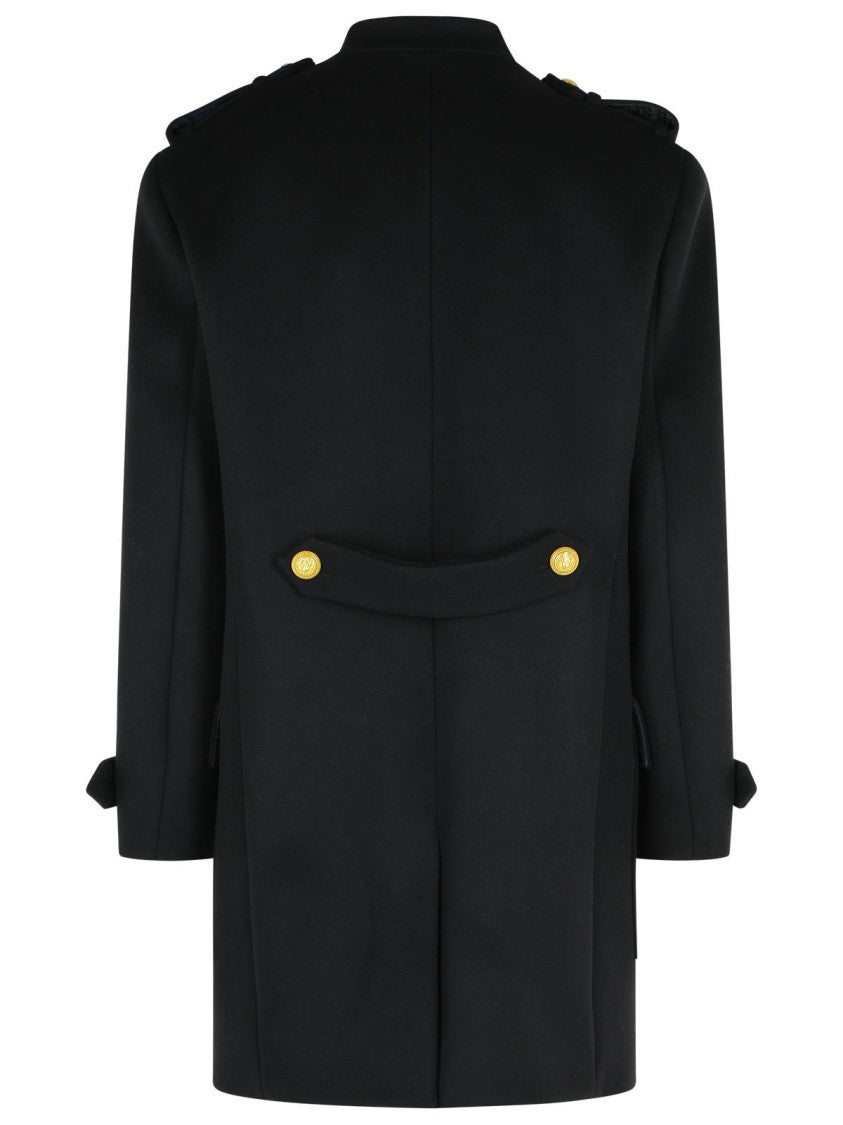 Balmain Black Wool And Cashmere Coat