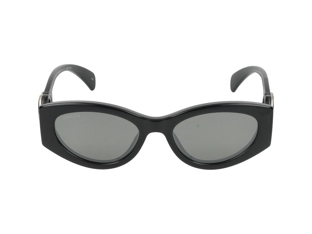 Gucci Black Silver-Embellished Temples Cat-Eye Sunglasses