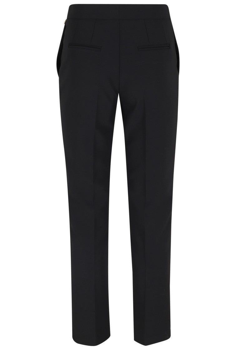 Elisabetta Franchi Black Charm Logo Side-Slits Polyester Formal Pants