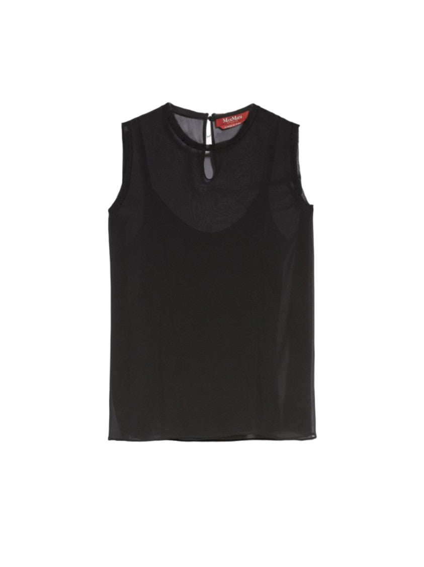 Max Mara Sheer Overlay Sleeveless Top