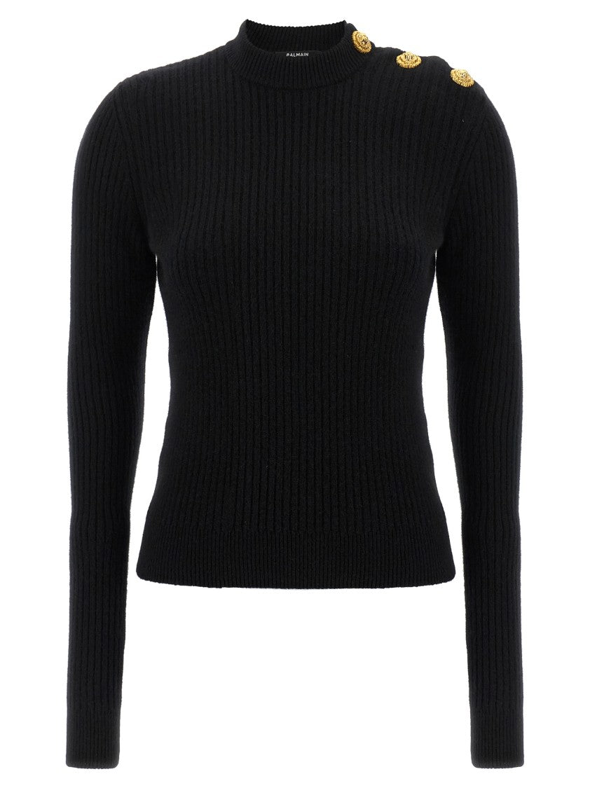 Balmain Textured Ribbed Cashmere Virgin Wool Sweater