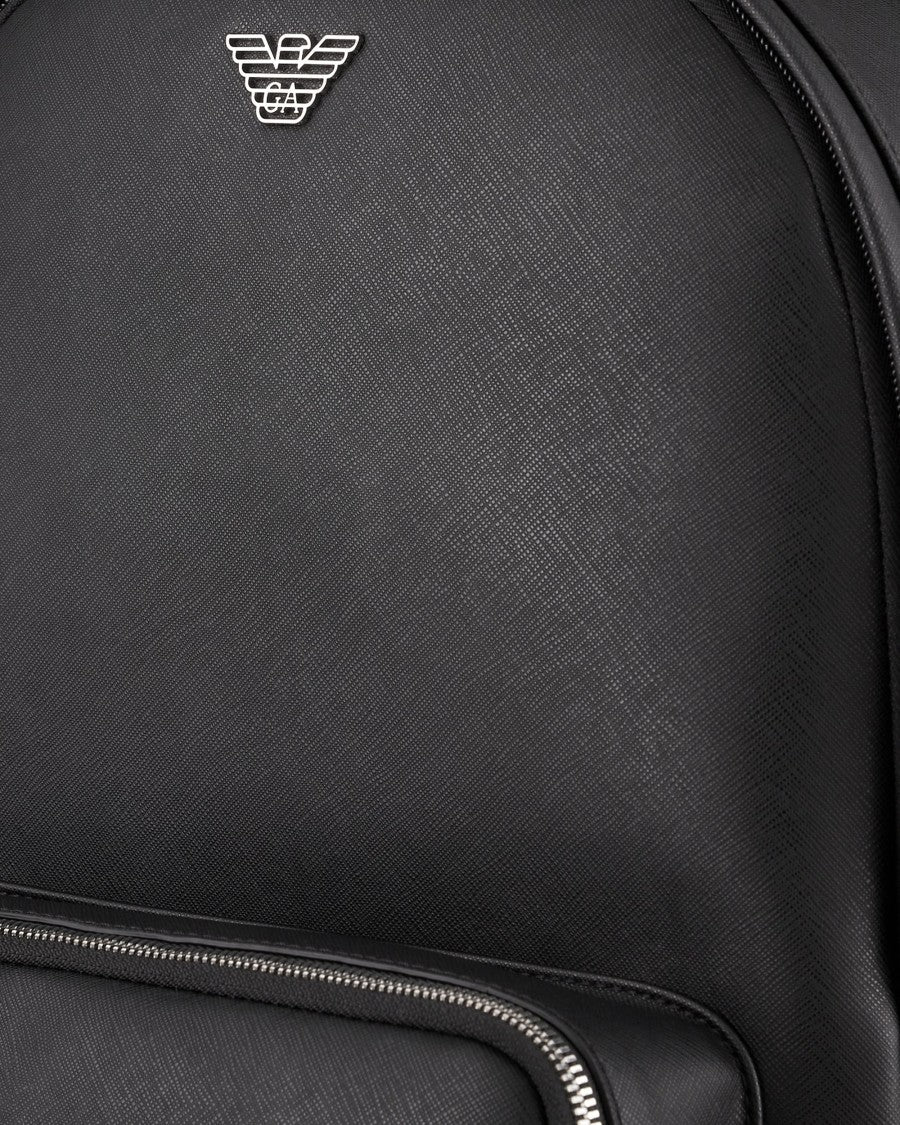 Emporio Armani Roundshape Backpack In Recycled Leather – Black