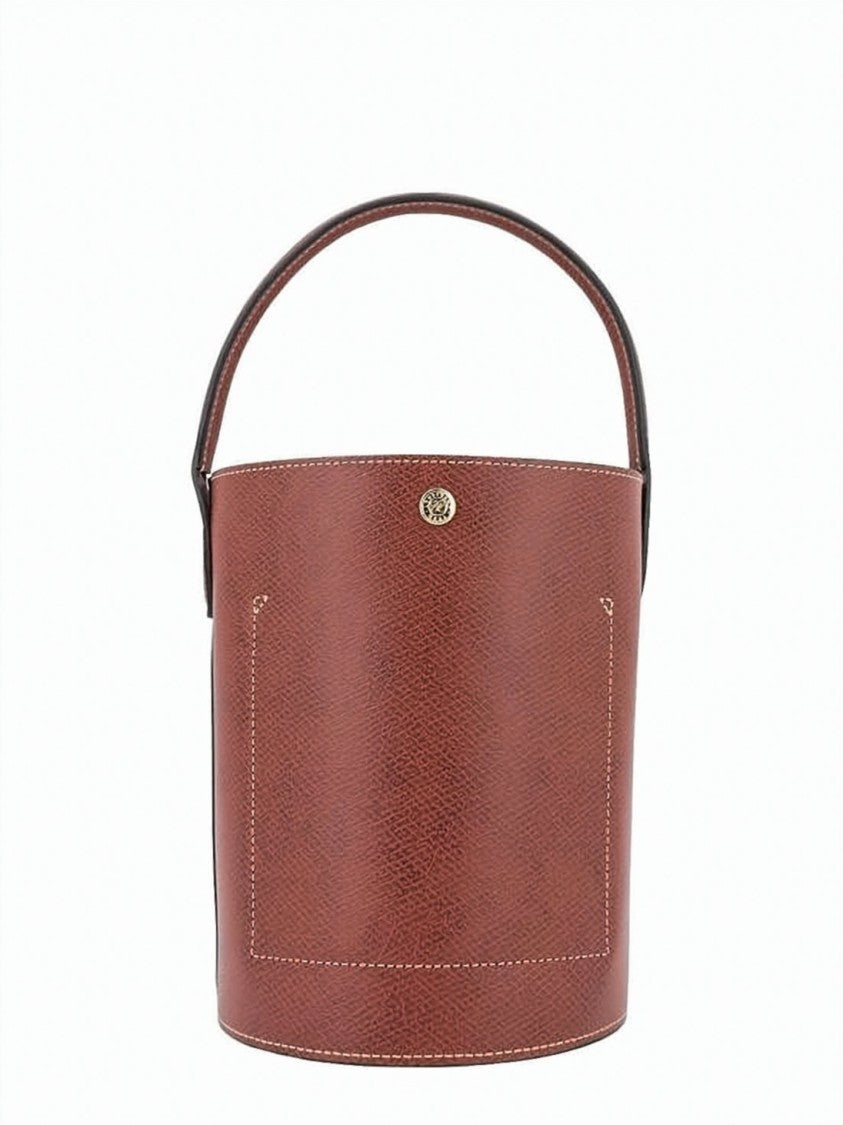 Longchamp Structured Brown Cowhide Leather Shoulder Bag