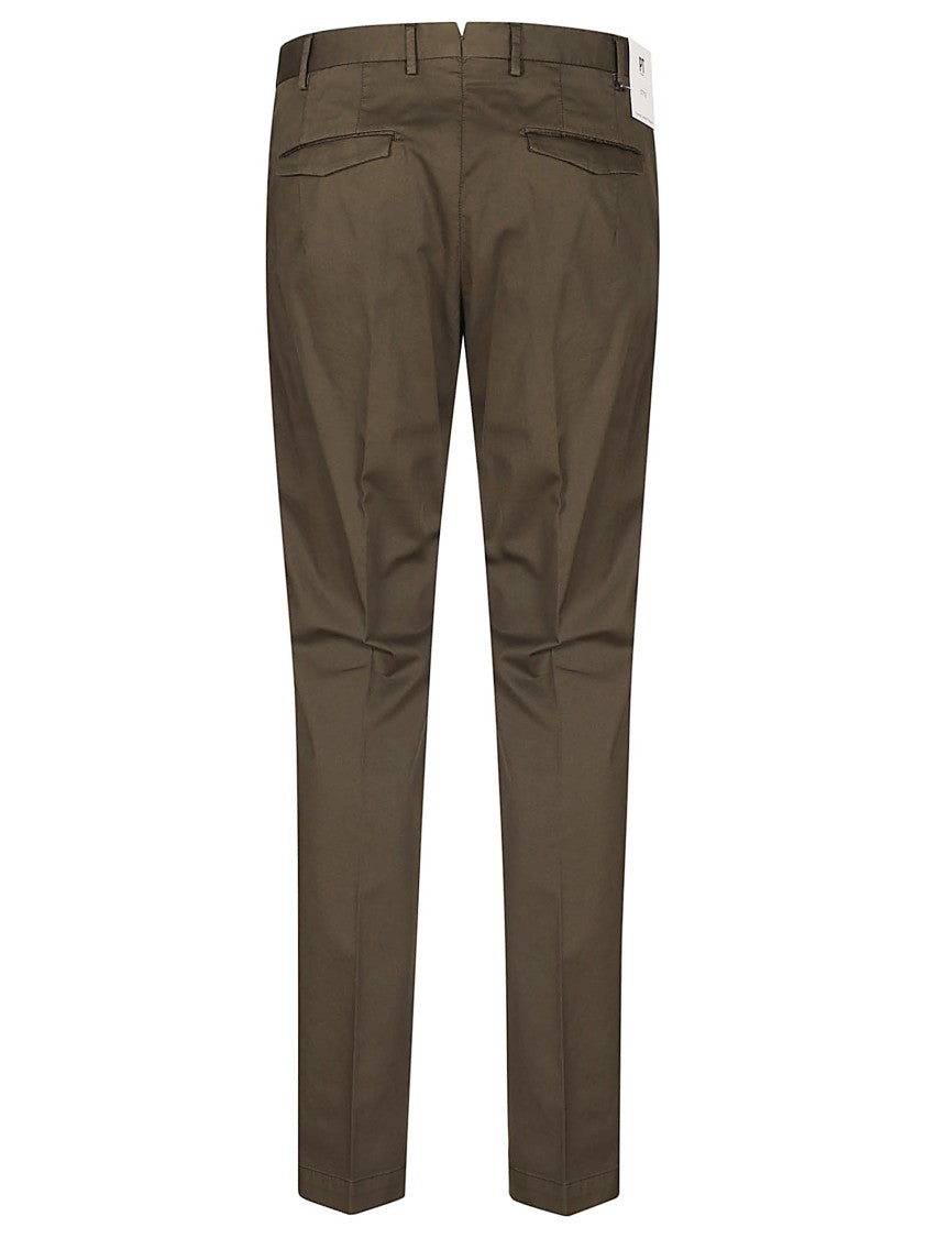 Pt Torino Satin Stretch Trousers With Tailored Fit And Minimalist Design