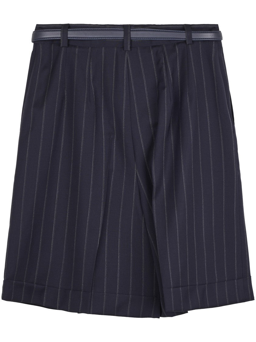 Max Mara Tailored Blue Shorts With Vertical Pinstripes