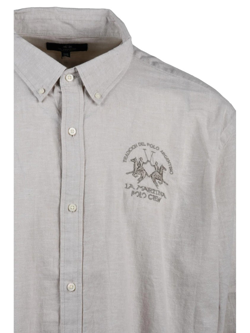 La Martina Beige Cotton Linen Shirt