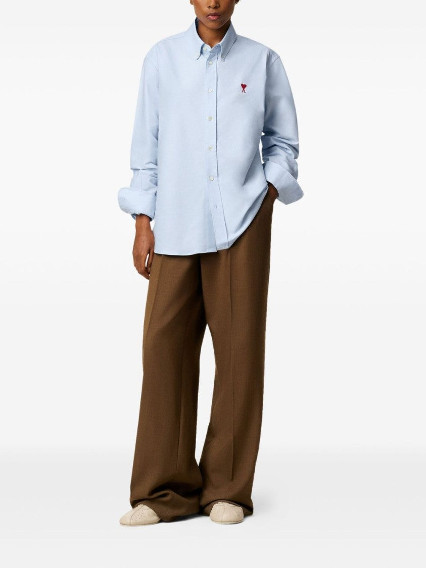 Ami Paris Sky Blue Cotton Button-Down Shirt