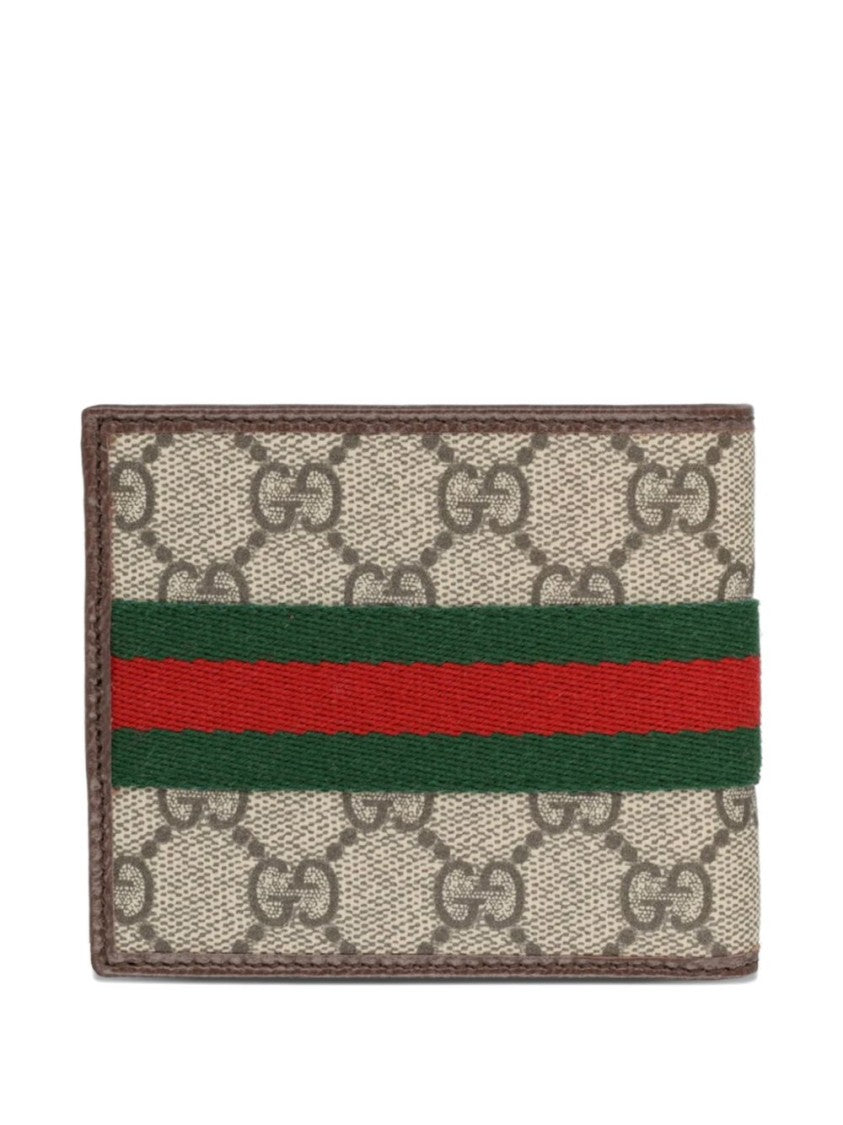 Gucci Beige Interlocking Gg Canvas Web Stripe Wallet