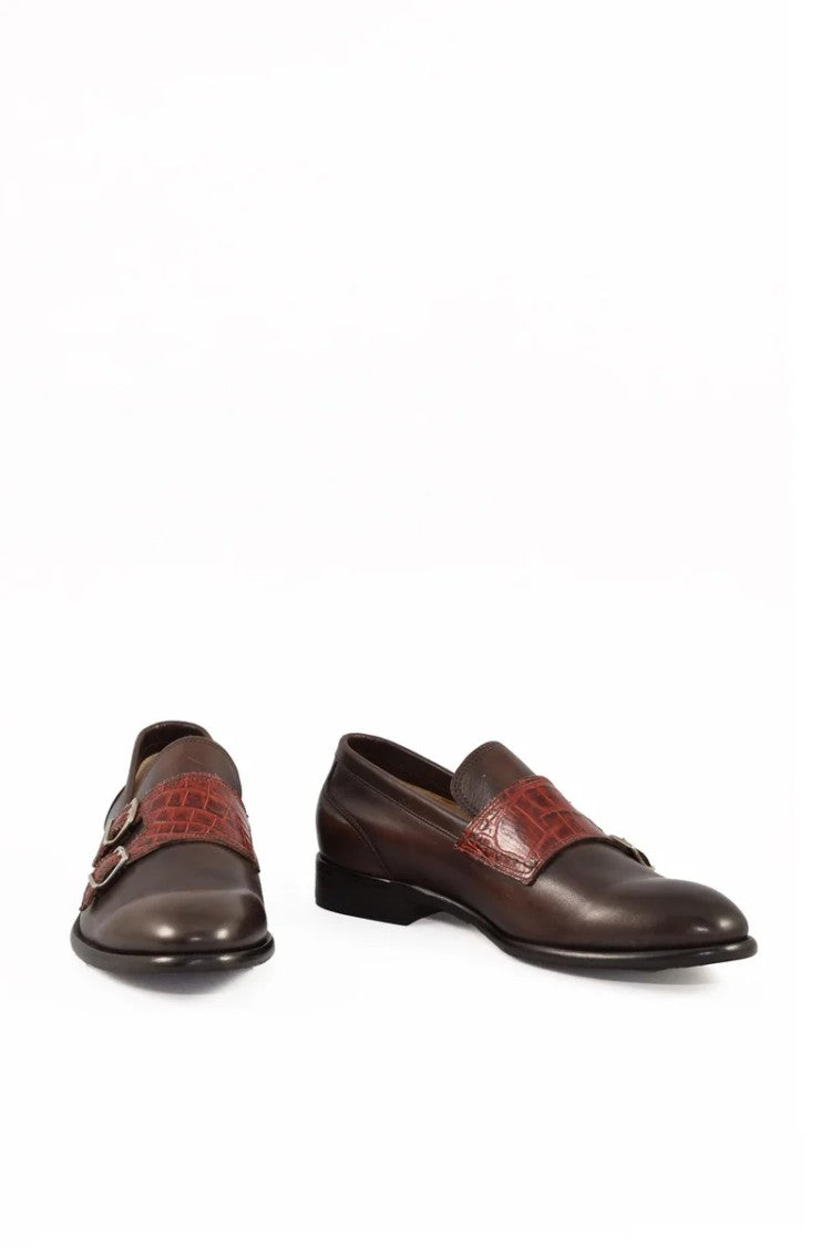 Botti 1913 Leather Loafer With Buckles - Brown/Bordeaux