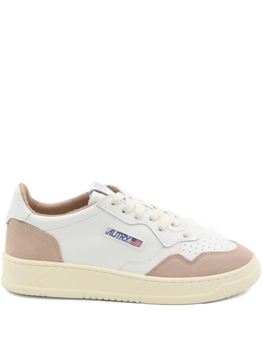 Autry White Medalist Low Suede Overlay Sneakers