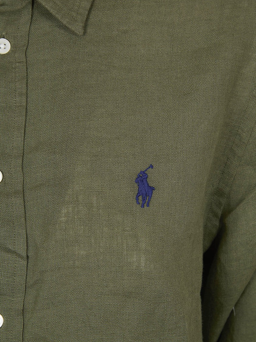Polo Ralph Lauren Green Linen Button-Down Shirt