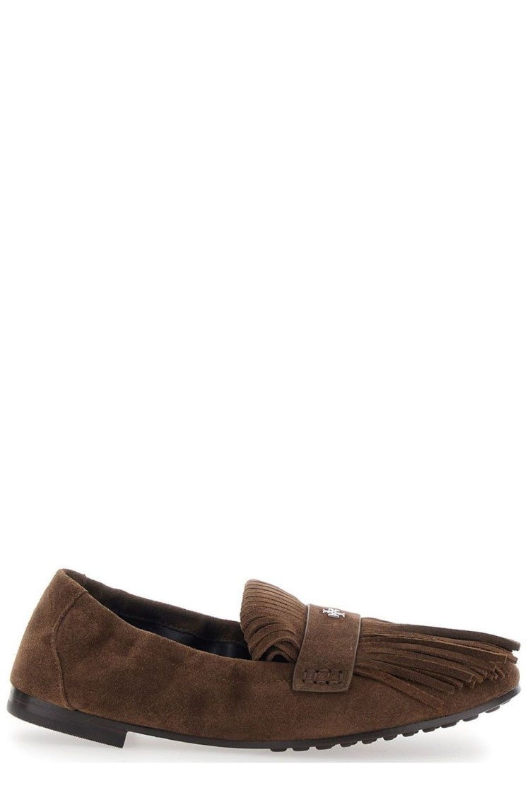 Tory Burch Slip-On Brown Flats With Suede And Leather Blend
