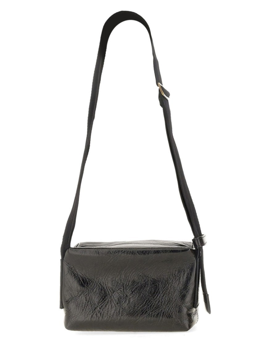 Uma Wang Rectangular Shoulder Bag In Textured Carbon Fiber