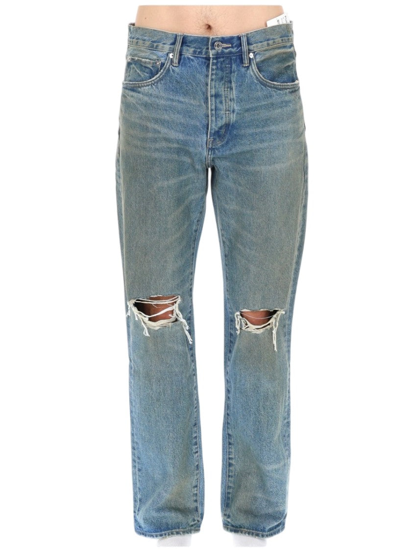 Purple Brand Classic Distressed Straight-Leg Cotton Jeans