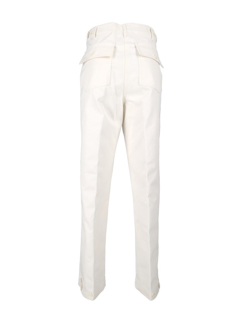Aspesi High-Waisted Flap Button Straight-Leg Pants