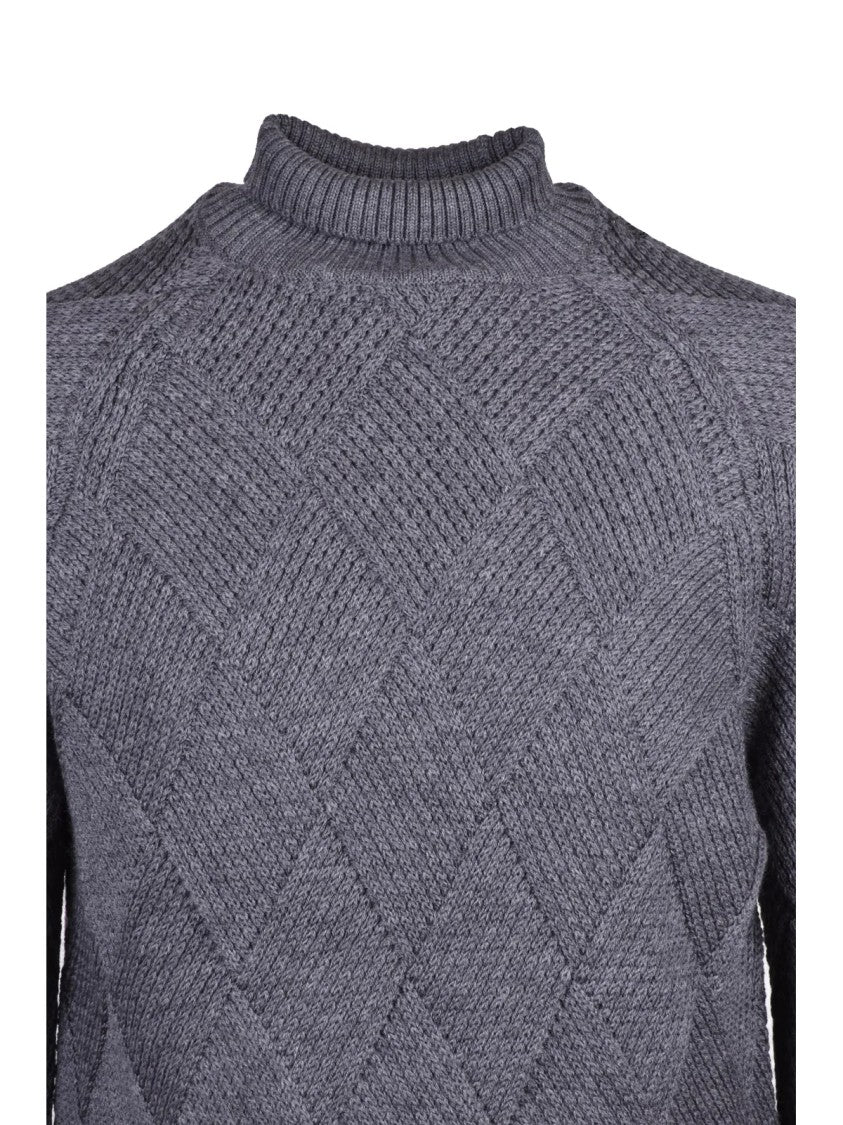 Alpha Studio Textured Turtleneck Sweater In Extrafine Merino Wool