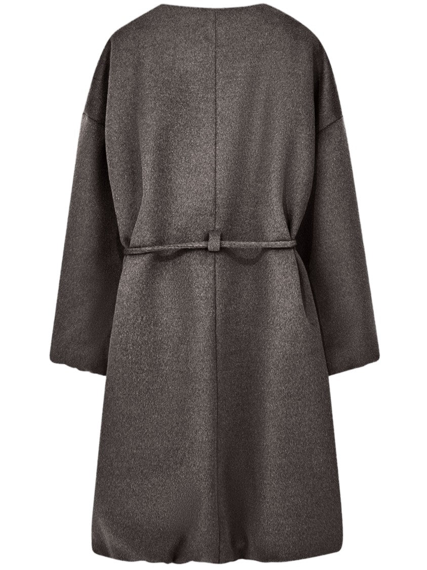Giorgio Armani Gray Oversized Belted Wool Coat