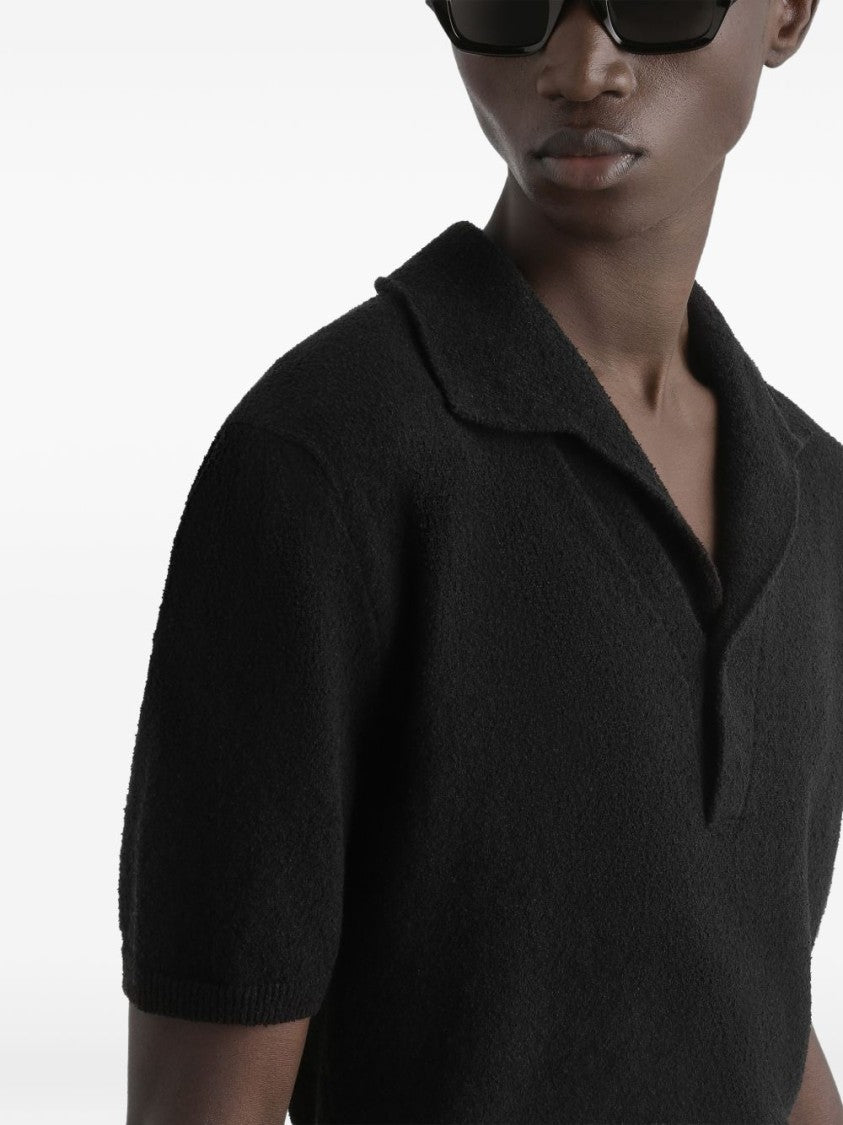 Dolce & Gabbana Black Cotton Blend Fitted Polo Shirt