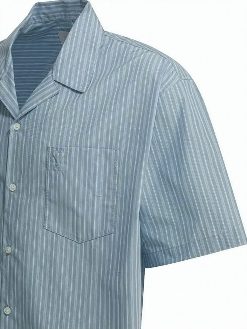 Ami Paris Vertical Stripe Relaxed Fit Short-Sleeve Shirt
