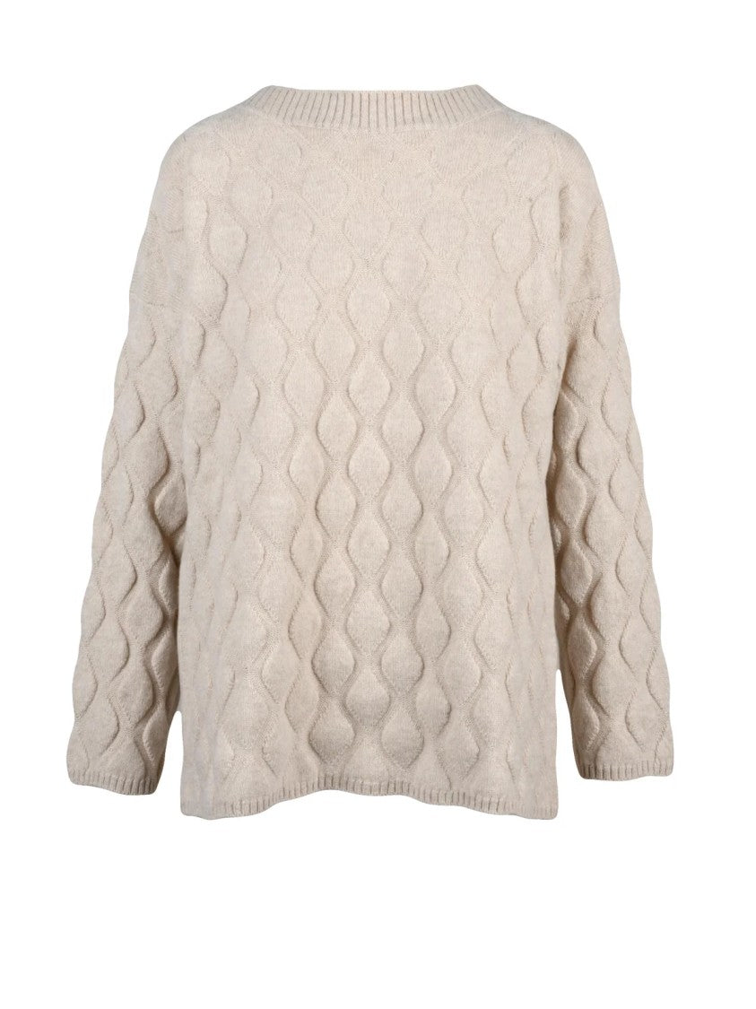 Filippo De Laurentiis Textured Knit Crewneck Pullover In Superfine Wool And Cashmere Blend