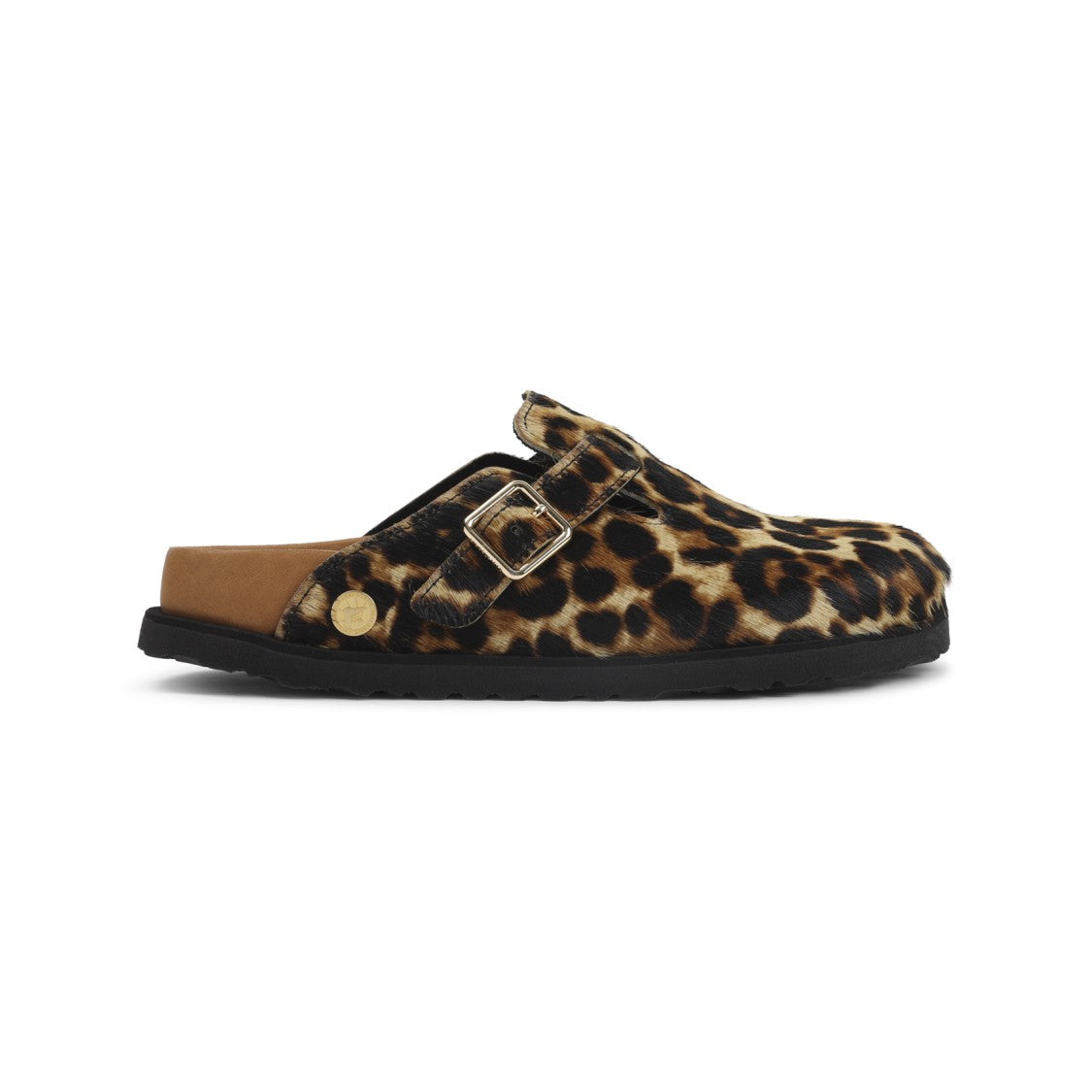 Birkenstock 1774 Boston Leopard Calf Hair Mules