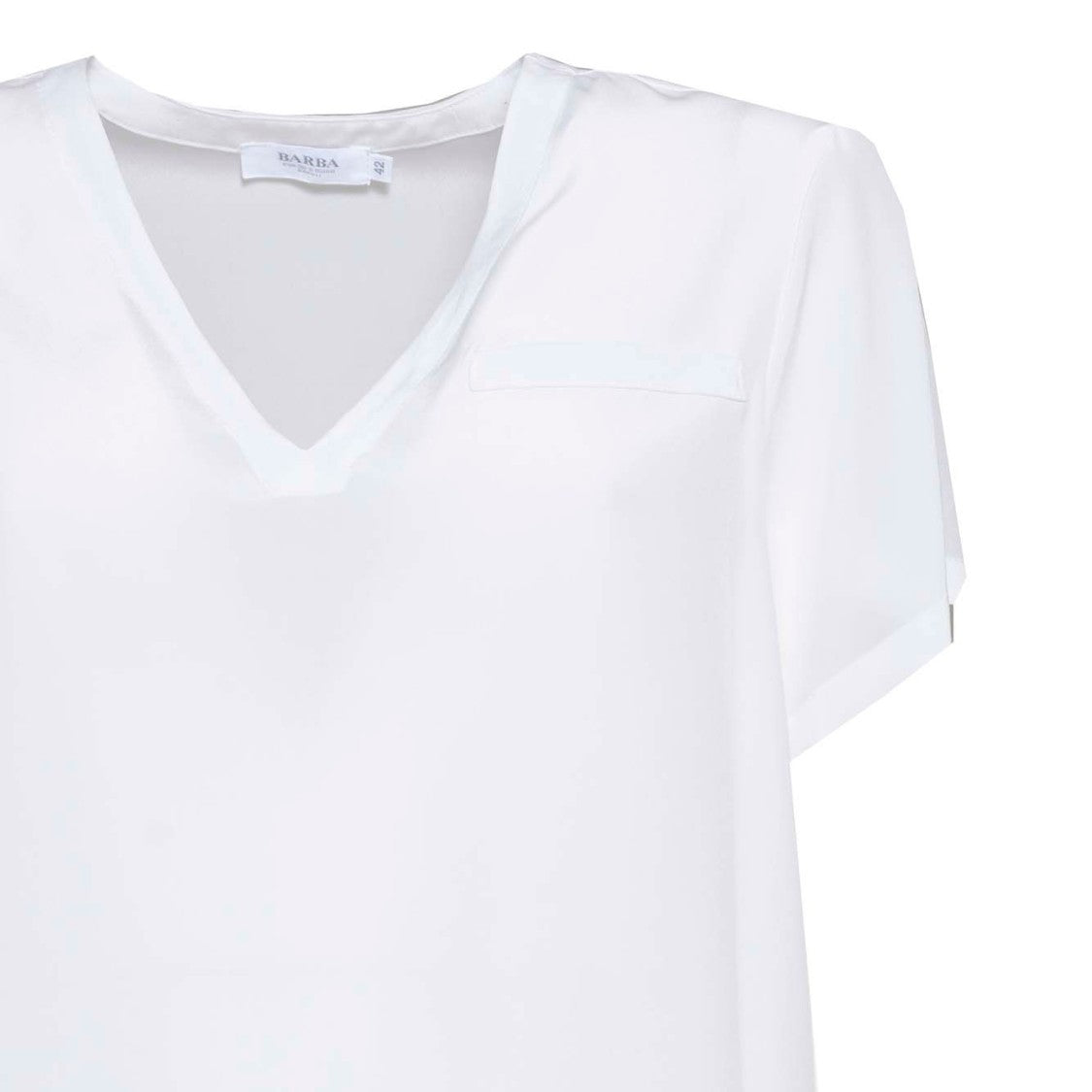 Barba White Silk V-Neck Blouse