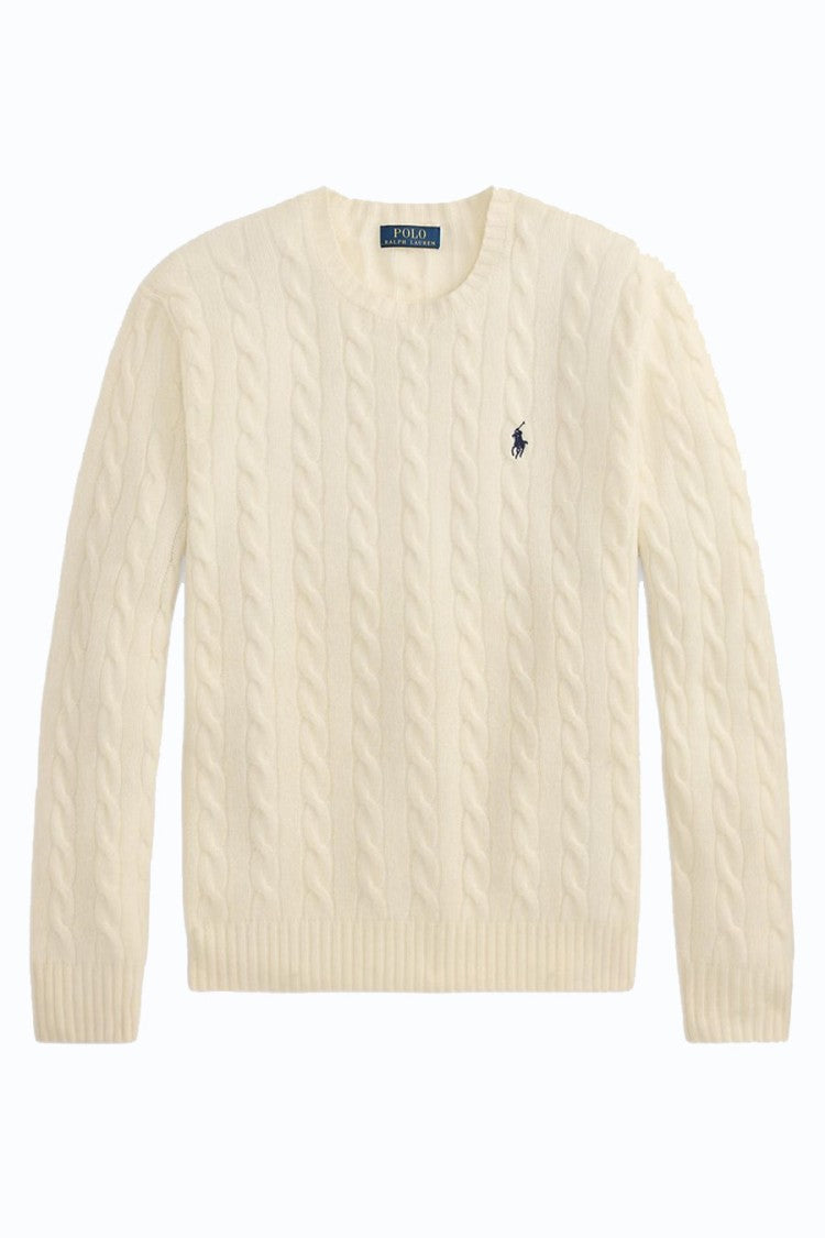 Polo Ralph Lauren Cream Cable-Knit Crew-Neck Sweater