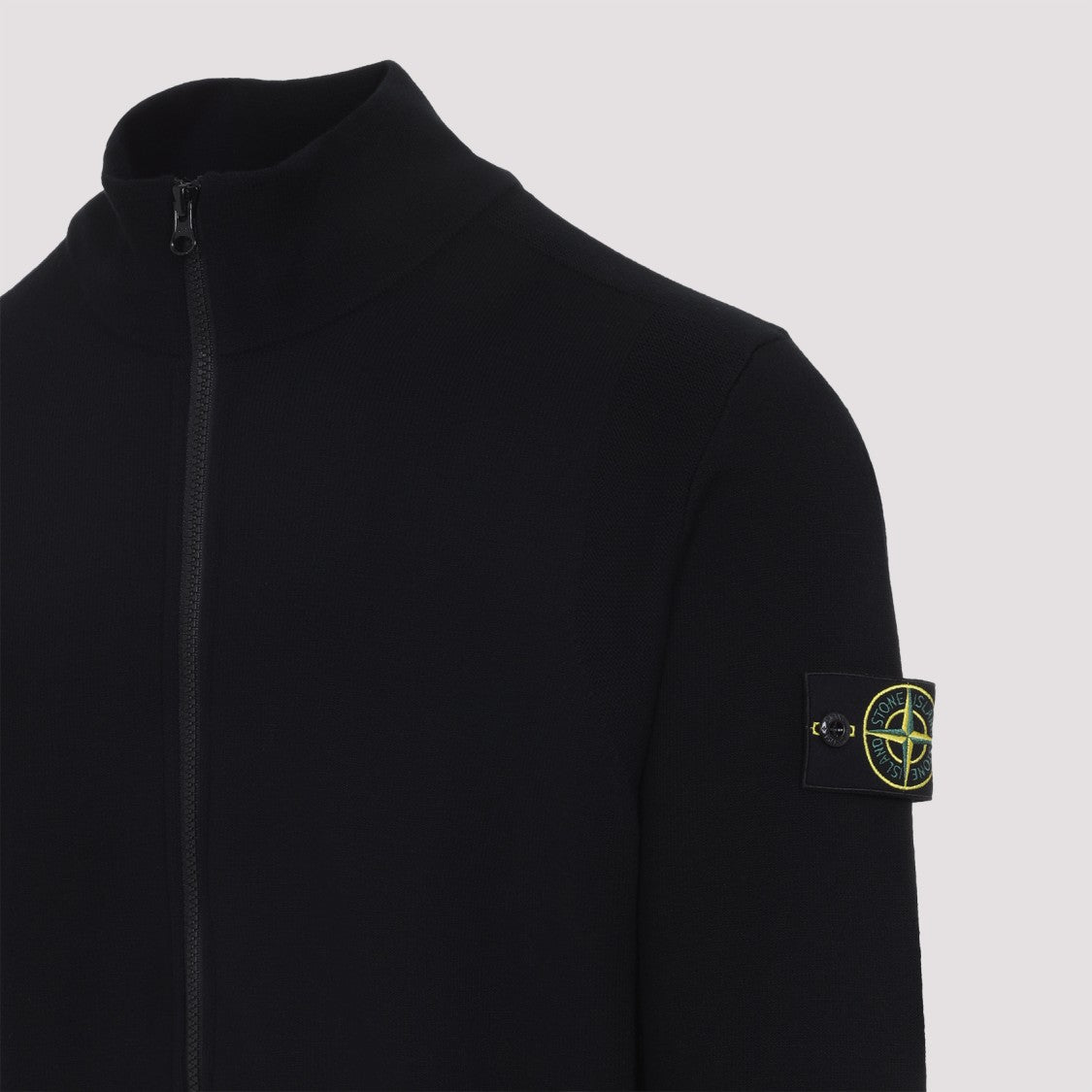 Stone Island Zip-Up Wool Blend Sweater With High Collar