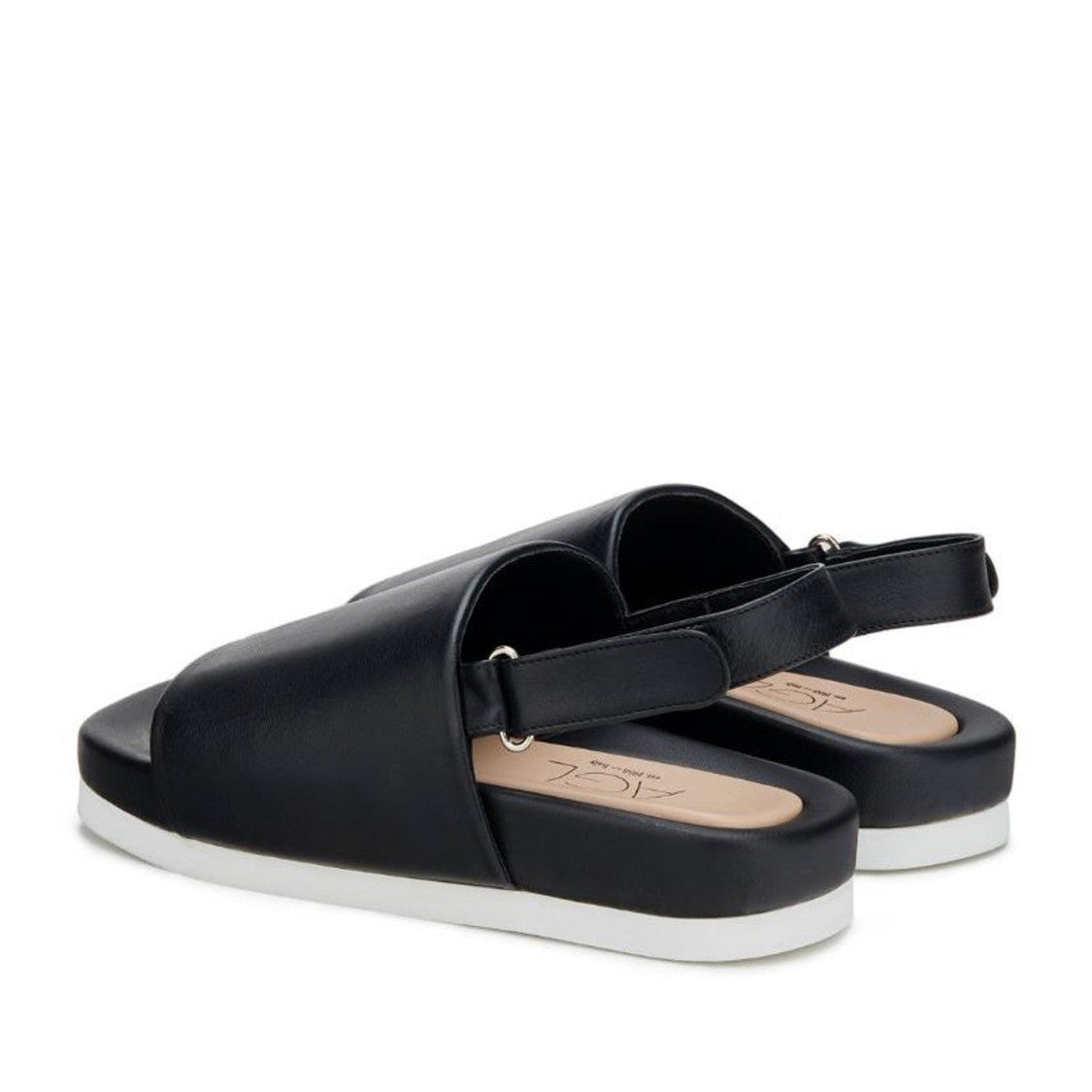 Agl Black Holly Leather Slingback Wedge Sandals