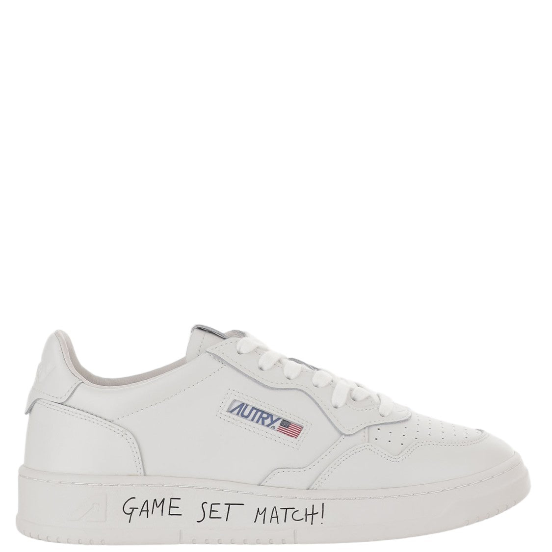 Autry Graffiti-Embellished Leather Sneakers With Round Toe Design
