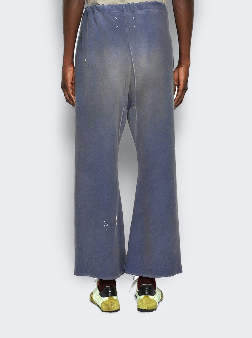 Maison Margiela Relaxed Fit Vintage Blue Pants With Artistic Paint Splatter